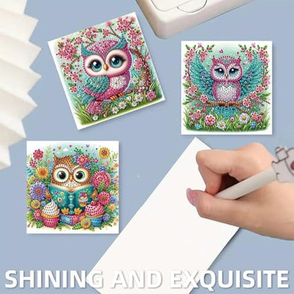 6pcs DIY Diamond Art Greeting Cards Kit with Envelopes&Tools - Create Your Own Sparkling Birthday, Thank You, Holiday Cards for Adults & Beginners(Flower Owl) - Image 6