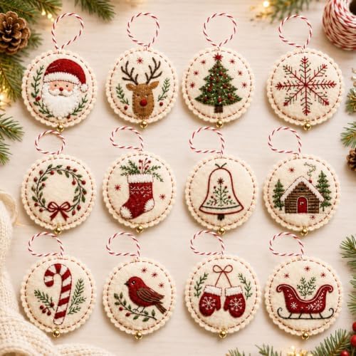 DIY Felt Christmas Ornament Kit,Hand Embroidery Christmas Ornaments kit by Unknown