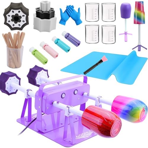 4 Cup Turner for Crafts Tumbler, Tumbler Spinner for Epoxy Tumblers Clockwise Counterclockwise with 4 Independent Switch Professional Silent Steering Cooling Hole (with 2 Insert Foams) by WAQONUY