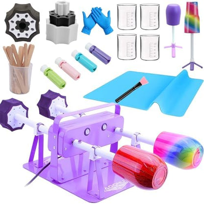 4 Cup Turner for Crafts Tumbler, Tumbler Spinner for Epoxy Tumblers Clockwise Counterclockwise with 4 Independent Switch Professional Silent Steering Cooling Hole (with 2 Insert Foams) by WAQONUY