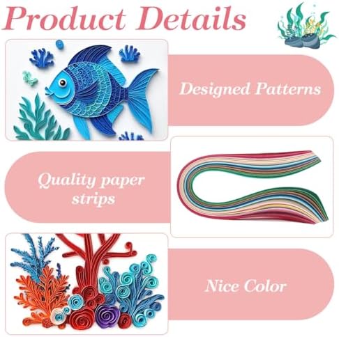 WEBEEDY 20 Sets DIY Sea Animals Theme Greeting Card Making Kit with Instruction for Adult Beginner 5 Styles Dolphins,Fish,Sea Turtles Paper Quilling Kit Summer Theme Party Decoration Gifts - Image 3