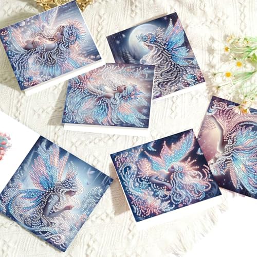 6-Pack Butterfly Fairy Diamond Painting Greeting Card Kits, Special Shaped Diamonds Painting, DIY Handcraft for Relatives and Friends with Wishes,Unique Design Crafting for Birthday or Holiday Cards - Image 5