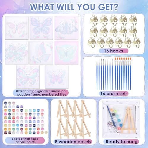 RoundFunny 8 Set Paint by Numbers Drawing Kit for Adults,Elegant Flight - Image 2