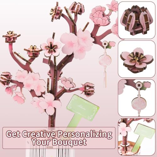 Insgen 3D Wooden Flower Puzzle for Adults, DIY Wooden Bouquet Building Sets - Image 3