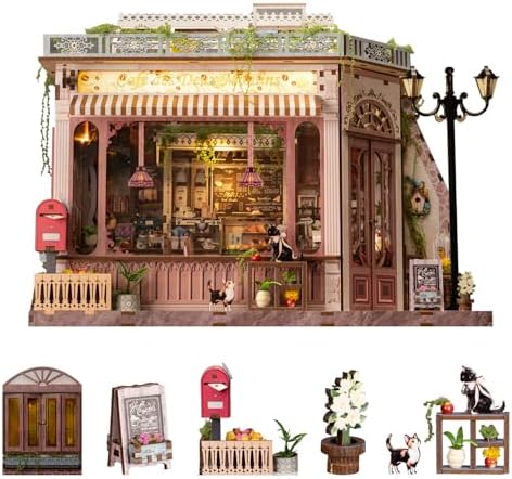 Book Nook Kit - DIY Miniature House Diorama Dollhouse Kit, Booknook Tiny Coffee Shop Bookshelf Decor, 3D Wooden Puzzle for Adults,DIY Hobby Craft Gift(Café des Deux Moulins) by Wondyland