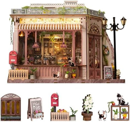 Book Nook Kit - DIY Miniature House Diorama Dollhouse Kit, Booknook Tiny Coffee Shop Bookshelf Decor, 3D Wooden Puzzle for Adults,DIY Hobby Craft Gift(Café des Deux Moulins) by Wondyland
