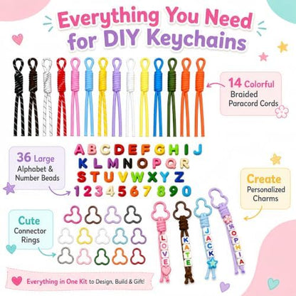 36Pcs Large Letter Beads Kit, Paracord Keychain Bag Charms - Image 2