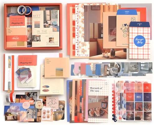 YagCu Aesthetic Scrapbook Kit, Sunset Junk Journal Supplies, Vintage Journaling and Scrapbooking Set, Bullet Journals Materials, Large Collection for Women Adults Beginners, Arts Craft - Image 7
