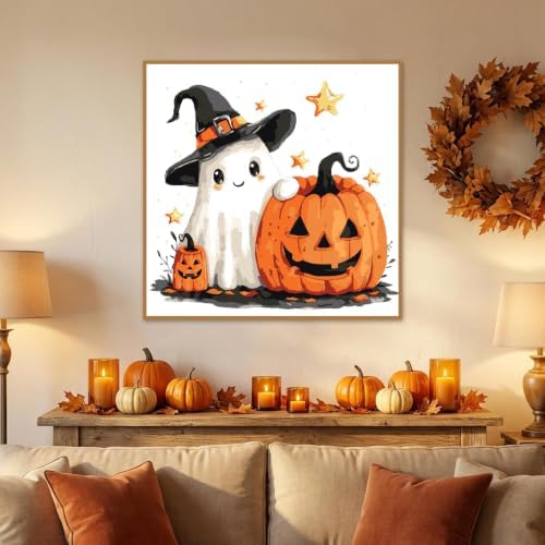 Halloween Ghosts Paint by Numbers Kit for Adults, DIY Oil Painting 10x10In - Image 7