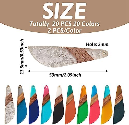 FASHEWELRY 20Pcs Wood Resin Charms Knife Shape Gothic Charms Halloween Wooden Earring Blanks Bohemian Wooden Earring Pieces for Jewelry Making - Image 2