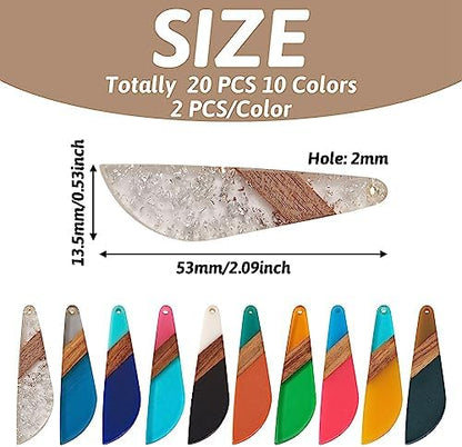 FASHEWELRY 20Pcs Wood Resin Charms Knife Shape Gothic Charms Halloween Wooden Earring Blanks Bohemian Wooden Earring Pieces for Jewelry Making - Image 2