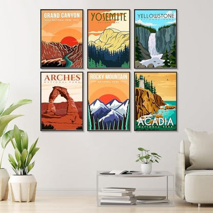 Offito 6 Pack Paint by Numbers Kit for Adults, National Park, 10x14 Inch - Image 2