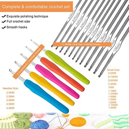 Mdoker 95pcs Knitting Needles Kit&Crochet Hooks Set 36 Straight Bamboo Knitting Needle 12 Small Size Lace Crochet Hook 5 Ergonomic Crochet Needles Knitting Set with Knitting Supplies&Accessories - Image 4