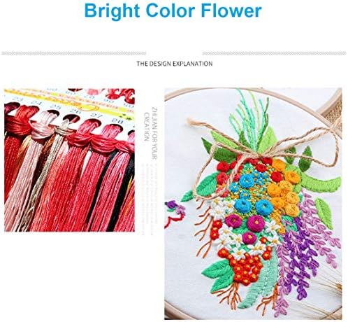 Konrisa Stamped Embroidery Kit with Pattern Floral DIY Sewing Cross Stitch Kits for Adult Flowers Plants Embroidery Starter Kit with Embroidery Floss,Hoops,Color Thread,Needle,Instruction,Set of 2 - Image 3