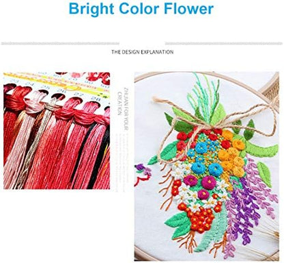 Konrisa Stamped Embroidery Kit with Pattern Floral DIY Sewing Cross Stitch Kits for Adult Flowers Plants Embroidery Starter Kit with Embroidery Floss,Hoops,Color Thread,Needle,Instruction,Set of 2 - Image 3