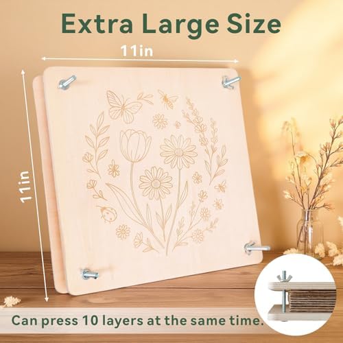TTUGTTUG Wooden Flower Press Kit, 11" x 11" Large Pressed Flowers for Adult - Image 2