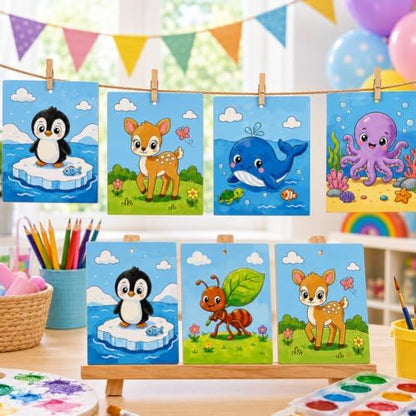 15 Pcs Unfinished Wood Crafts to Paint for Adults, 5.9x4.7 Inch Animal Paintable Wood Slices Craft Supplies with Ropes, Bulk Predrilled Wooden Ornaments for DIY Painting Craft Decor - Image 6