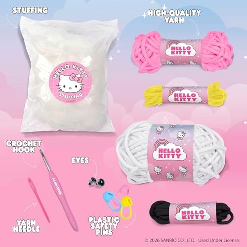 Hello Kitty® and Friends Crochet Kit – Hello Kitty® Bag Charm, Sanrio Crochet Kit for Beginners with Yarn, Starter Hooks, Step-by-Step Tutorials, DIY Craft, Great Teen Gifts - Image 4