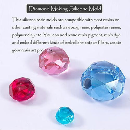 6 PCS 3D Diamond Gem Silicone Molds - Clear Diamond Molds for Making Clay, Resin, Epoxy Crafting Projects - Image 7