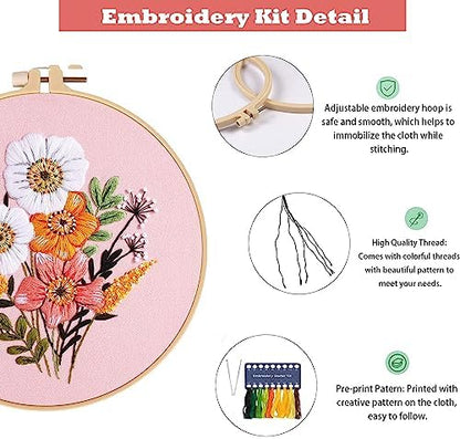 GLTAYLMY Embroidery Kit for Beginners Adults,3 Pack Cross Stitch Kits with 1 Plastic Embroidery Hoops,Needles and Color Threads,Needlepoint Kit for Hand Embroidery Starter - Image 4