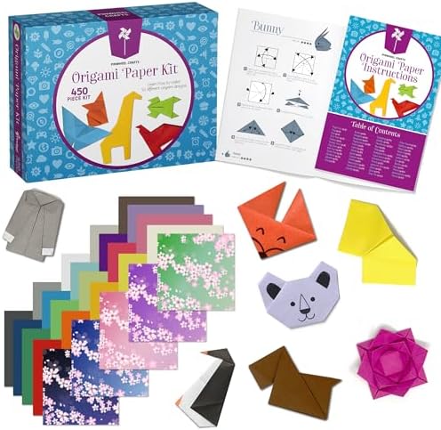 Pinwheel Crafts Origami Kit for Kids Ages 5-12 with 450 Sheets, 50 Projects by PinwheelCrafts
