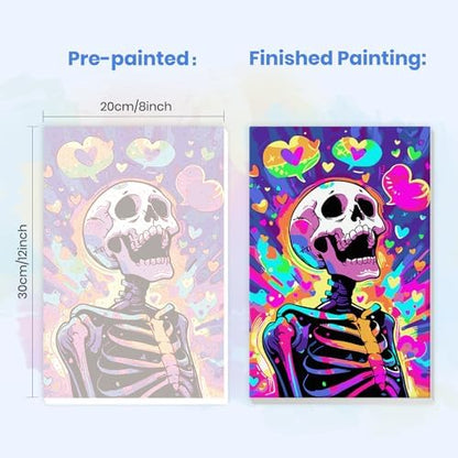 MXJSUA Rainbow Skeleton Framed Paint by Numbers Kit for Adults Beginner with Wooden Easel, Adults' Paint-by-Numbers on Canvas, Easy DIY Acrylic Number Painting for Home Decor Gifts, 8x12 inch - Image 3