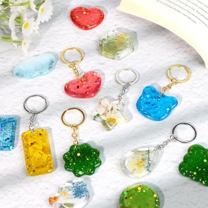 Keychain Silicone Mold, Keychain Resin Mold with Key Ring Accessory, Epoxy Resin Jewelry Molds for DIY Keychains, Necklace, Pendant - Image 3