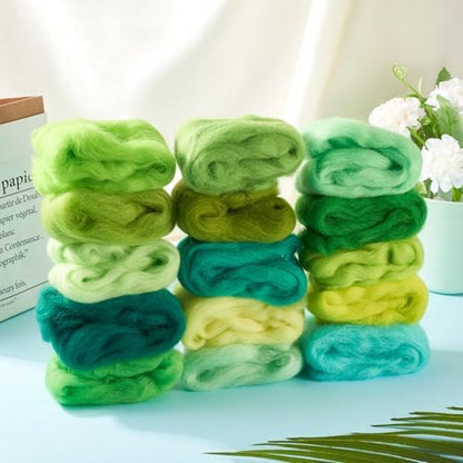 75G Needle Felting Wool Green Wool Roving for Needle Felting Multicolor Soft Spinning Wool Bulk for Felting DIY Crafts Hand Spinning Supplies - Image 6