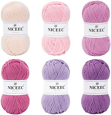 NICEEC 300g Soft Assorted Colors Yarn 100% Acrylic 870yds -Purple Series by NICEEC