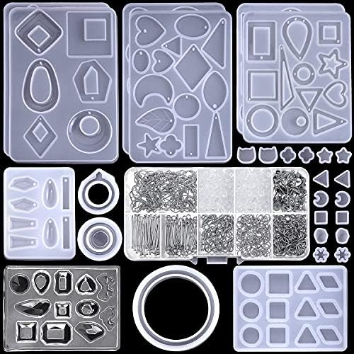 Resin Molds for Jewelry, Paxcoo 678pcs Earring Making Kit with 28pcs Epoxy Molds and 650pcs Earring Hooks, Jump Rings for Pendants, Resin Crafts, DIY Earring by PAXCOO