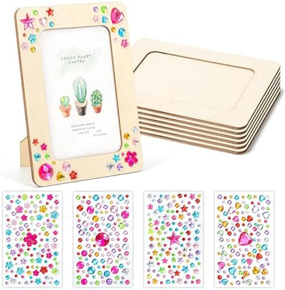 Lesnala 6 Pcs Unfinished Wood Picture Frame Crafts DIY Kits with Stickers by Lesnala
