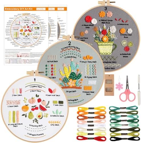Herdiese Embroidery Kit for Beginners with 33-Stitch Practice Samplers by Unknown