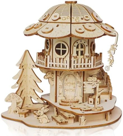 3D Wooden Puzzle for Adults,DIY Creative Mushroom House Model Kit by MakingLifeFunforCool
