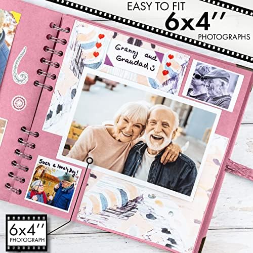 Bstorify Square Scrapbook Photo Albums 8 x 8 Inch Pink Thick Paper, Hardcover, Metal Corners, Ribbon Closure - Ideal for Your Scrapbooking Albums, Art & Craft Projects - Image 4