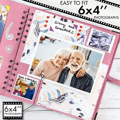 Bstorify Square Scrapbook Photo Albums 8 x 8 Inch Pink Thick Paper, Hardcover, Metal Corners, Ribbon Closure - Ideal for Your Scrapbooking Albums, Art & Craft Projects - Image 4