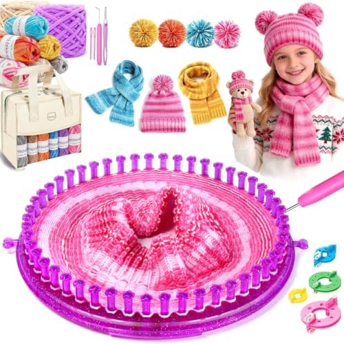 96Pc Weaving Loom Kit, Knitting Loom Kit with Storage Bag & Crochet Hooks by MIAOKE
