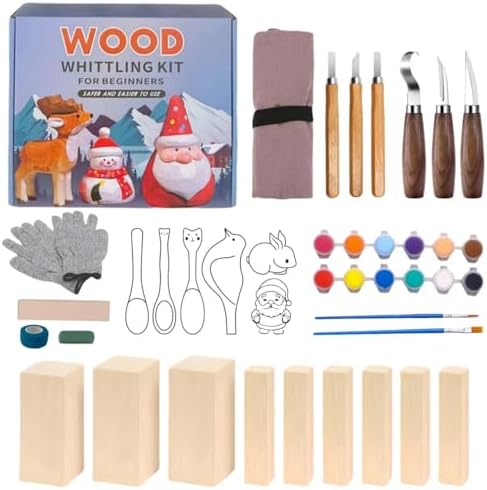 Wood Carving Kit, Wood Carving Tools Wood Carving Knife with Basswood Blocks Woodworking Widdle Gift for DIY Beginners Adults (23PCS) by Zursuny