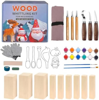 Wood Carving Kit, Wood Carving Tools Wood Carving Knife with Basswood Blocks Woodworking Widdle Gift for DIY Beginners Adults (23PCS) by Zursuny