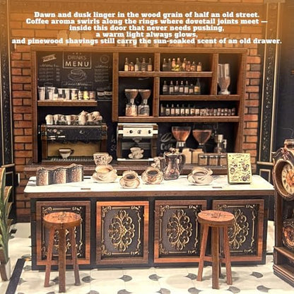 Coffee Shop Book Nook Kit, DIY Miniature House Kit with Led Light - Image 5