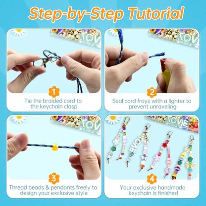 304PCS Premium Beaded Keychain Making Kit with Sports Balls & Metallic Bows, Preppy Y2K Bag Charm & Phone Lanyard Supplies, Team Spirit Craft Kit with Jumbo Letters for Girls, Teens & Sports Moms - Image 3