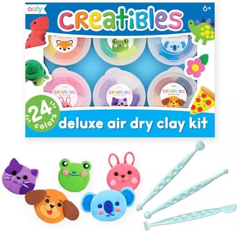 Ooly Creatibles Air Dry Clay for Kids, Includes 6 Reusable Cases, 24 Colors by Ooly