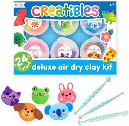 Ooly Creatibles Air Dry Clay for Kids, Includes 6 Reusable Cases, 24 Colors by Ooly
