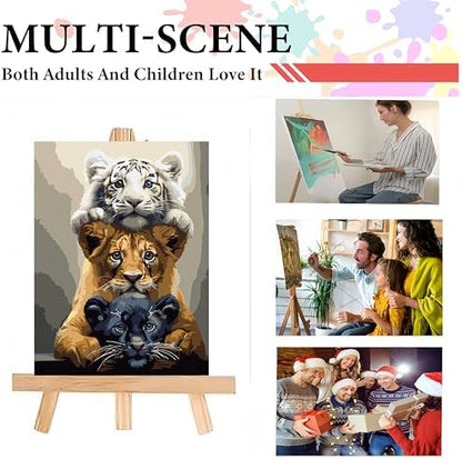 Three Tigers Painting by Numbers Kit for Adults Beginner,11.8X15.7 Inch - Image 5