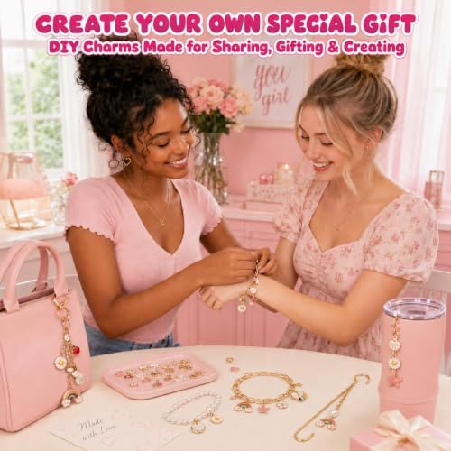Fcoget 679 Pcs Keychain Making Kit, DIY Craft Bag Charms Supplie kit - Image 4