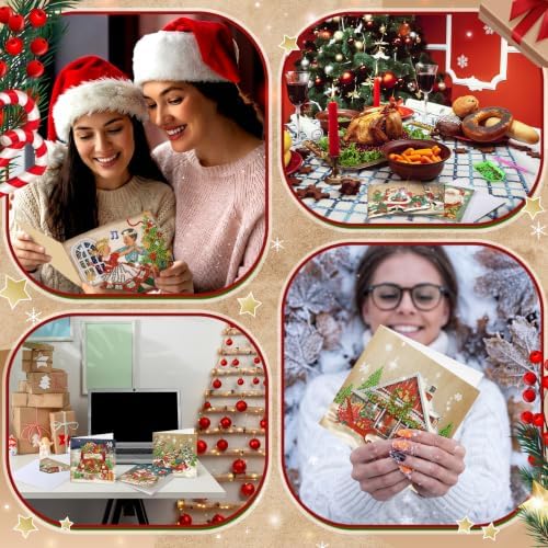 Saillong 24 Pack Vintage Christmas Diamond Art Card with Envelopes - Image 5