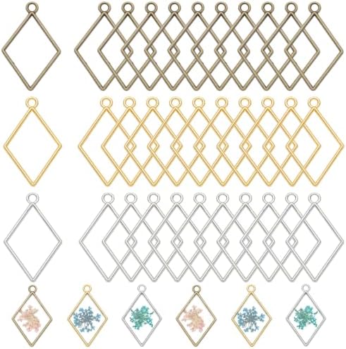 Gartful 30PCS Open Back Bezel for Resin, Hollow Frame Pendants, for Resin Casting, DIY Jewelry Making Supplies, Rhombus Shape by Gartful