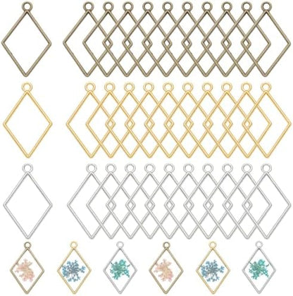 Gartful 30PCS Open Back Bezel for Resin, Hollow Frame Pendants, for Resin Casting, DIY Jewelry Making Supplies, Rhombus Shape by Gartful