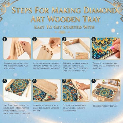 DOTSOS Diamond Painting Kits for Adults Wooden Serving Trays with Handles - Image 3