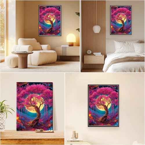 EOBROMD Framed Paint by Numbers Kits for Adults with Wooden Easel, Moon Tree of Life DIY Acrylic Paint by Number on Stretched Canvas, Painting Kits Adults Oil by Numbers for Home Decor 10x14 Inch - Image 7