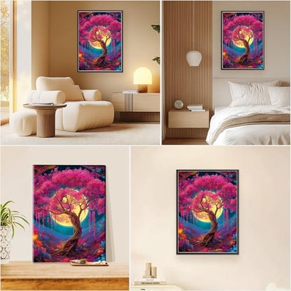 EOBROMD Framed Paint by Numbers Kits for Adults with Wooden Easel, Moon Tree of Life DIY Acrylic Paint by Number on Stretched Canvas, Painting Kits Adults Oil by Numbers for Home Decor 10x14 Inch - Image 7